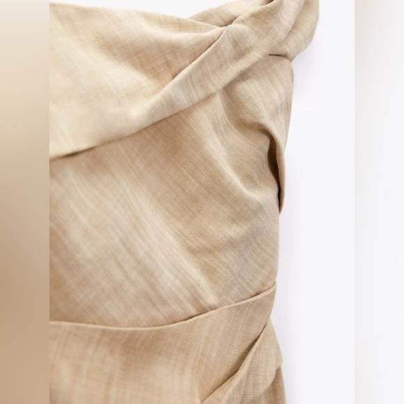 NWT • Zara Asymmetrical Slip MIDI Taupe Dress • XS - Picture 3 of 15